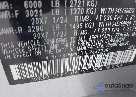 2019 Subaru Ascent Limited from USA, damaged, VIN 4S4WMALD1K3487399